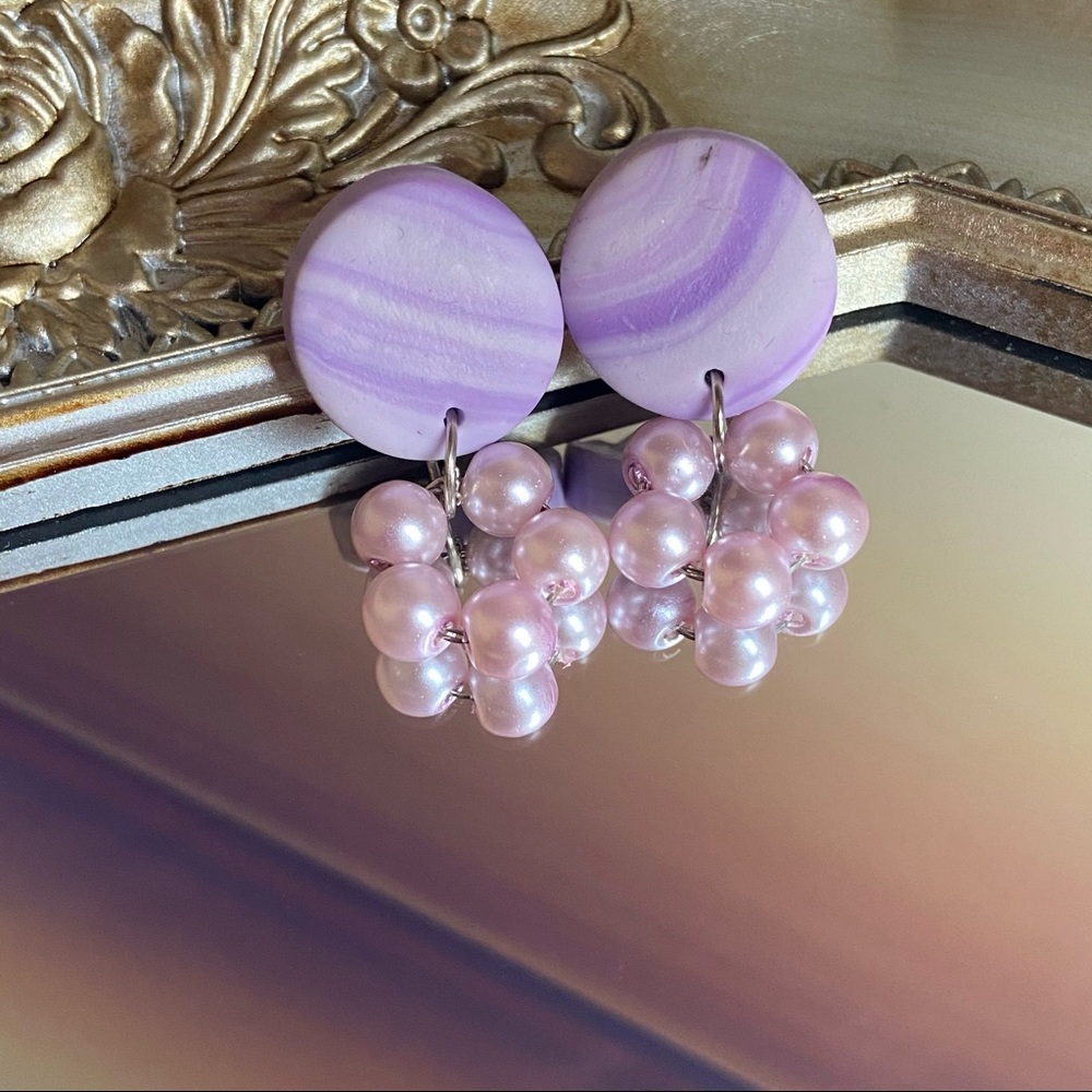 Handmade polymer clay pearl earrings